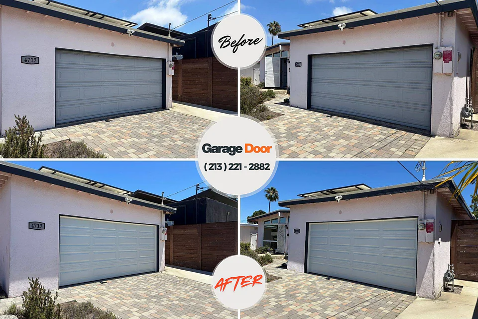 Before and after: garage door repair Elk Mound, WI